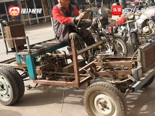 农民大叔组装的四轮摩托车,油箱都是自己焊,高手在民间呀!